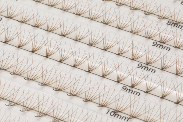 Macro of BWL promade fans labeled by length